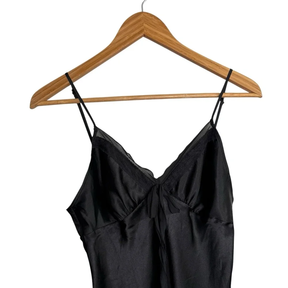 Victoria's Secret Womens Chemise Nightgown Small Black Satin Babydoll Lingerie